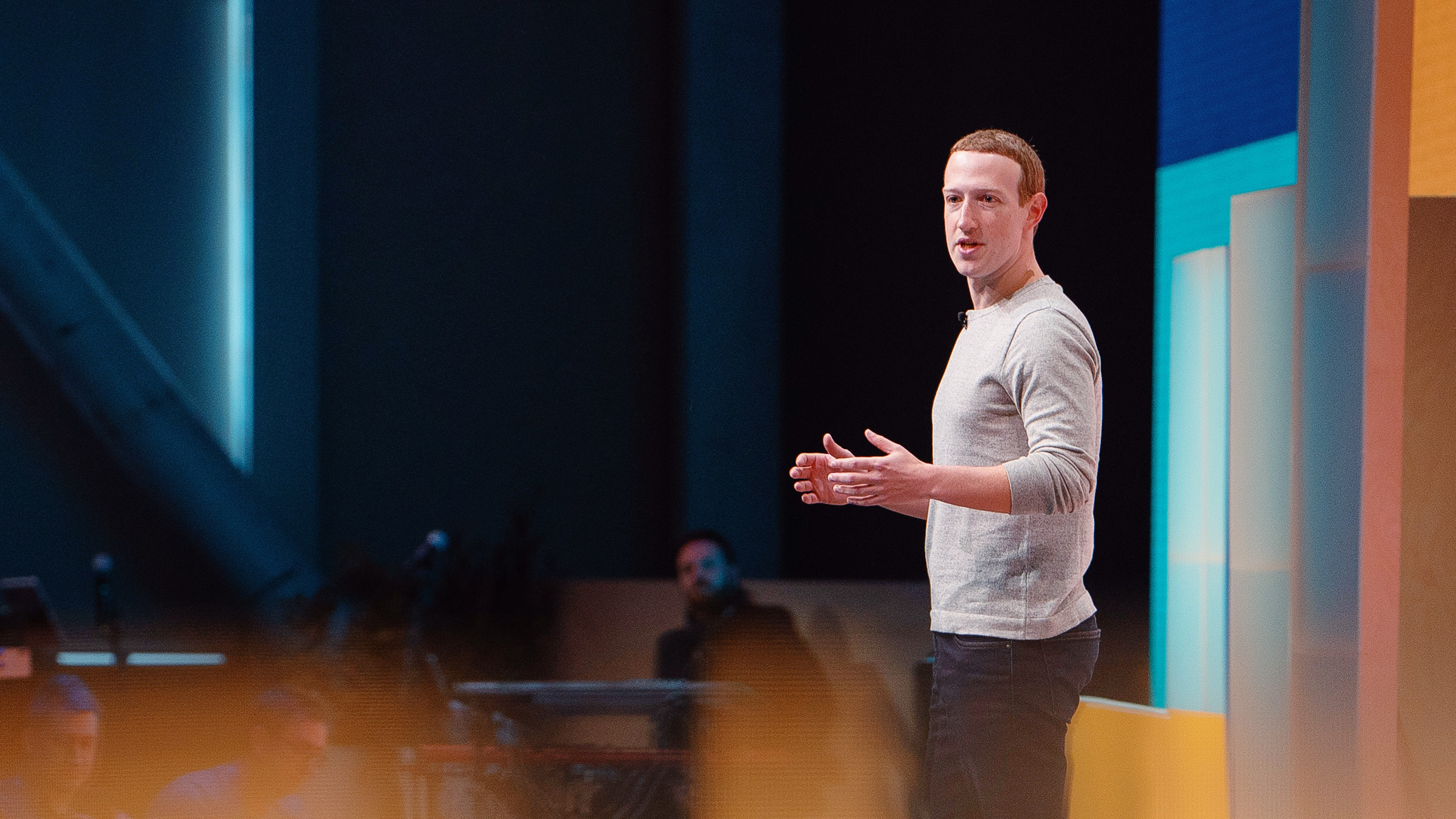 Photo of Meta CEO Mark Zuckerberg at Facebook Communities Summit 2019