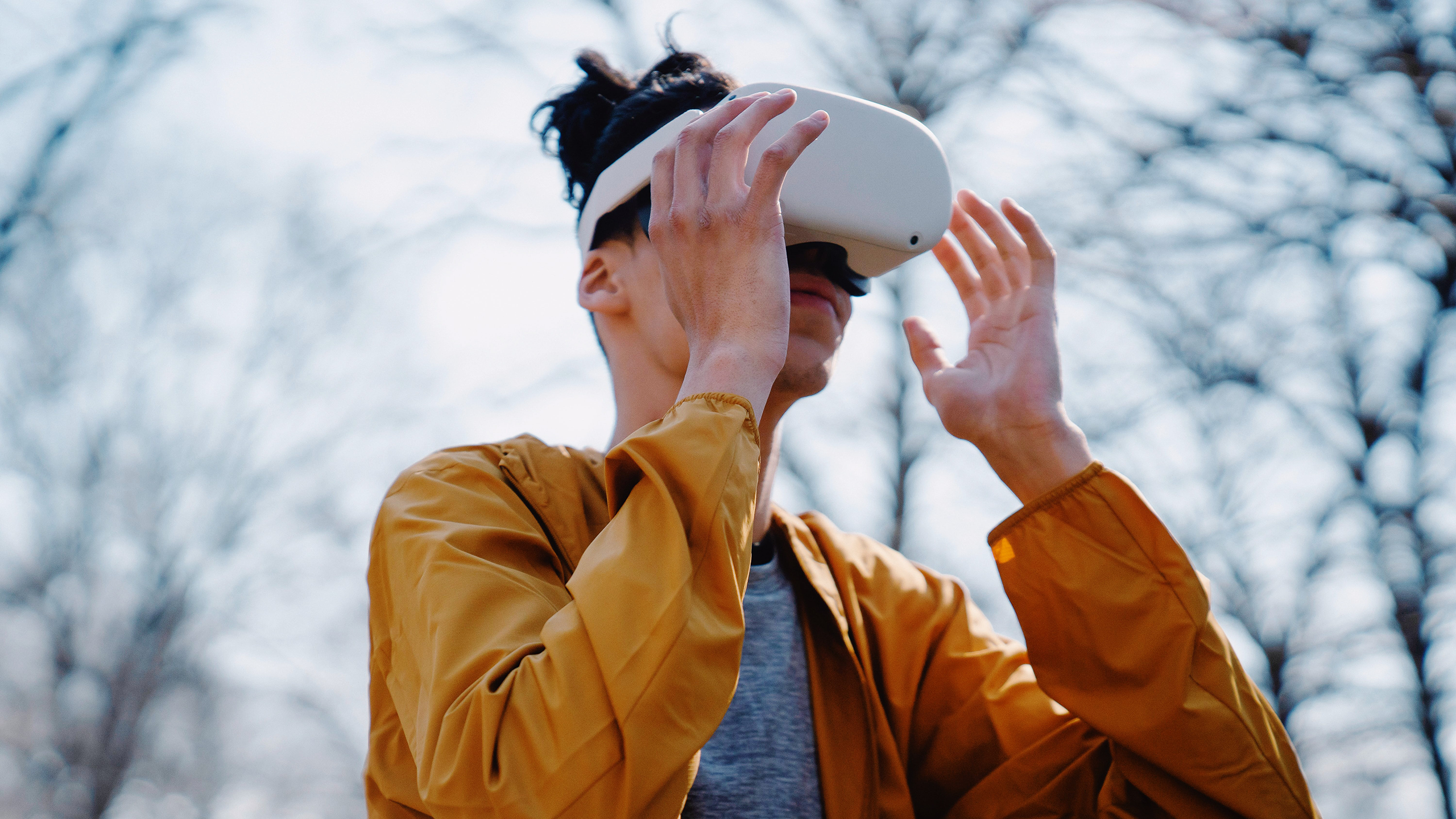 Photo of person wearing Oculus VR headset
