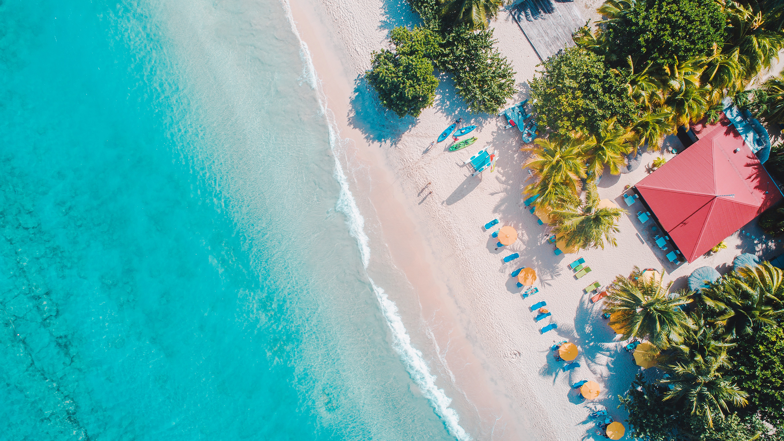 Aerial photo of Grand Anse Beach in Grenada, Caribbean
