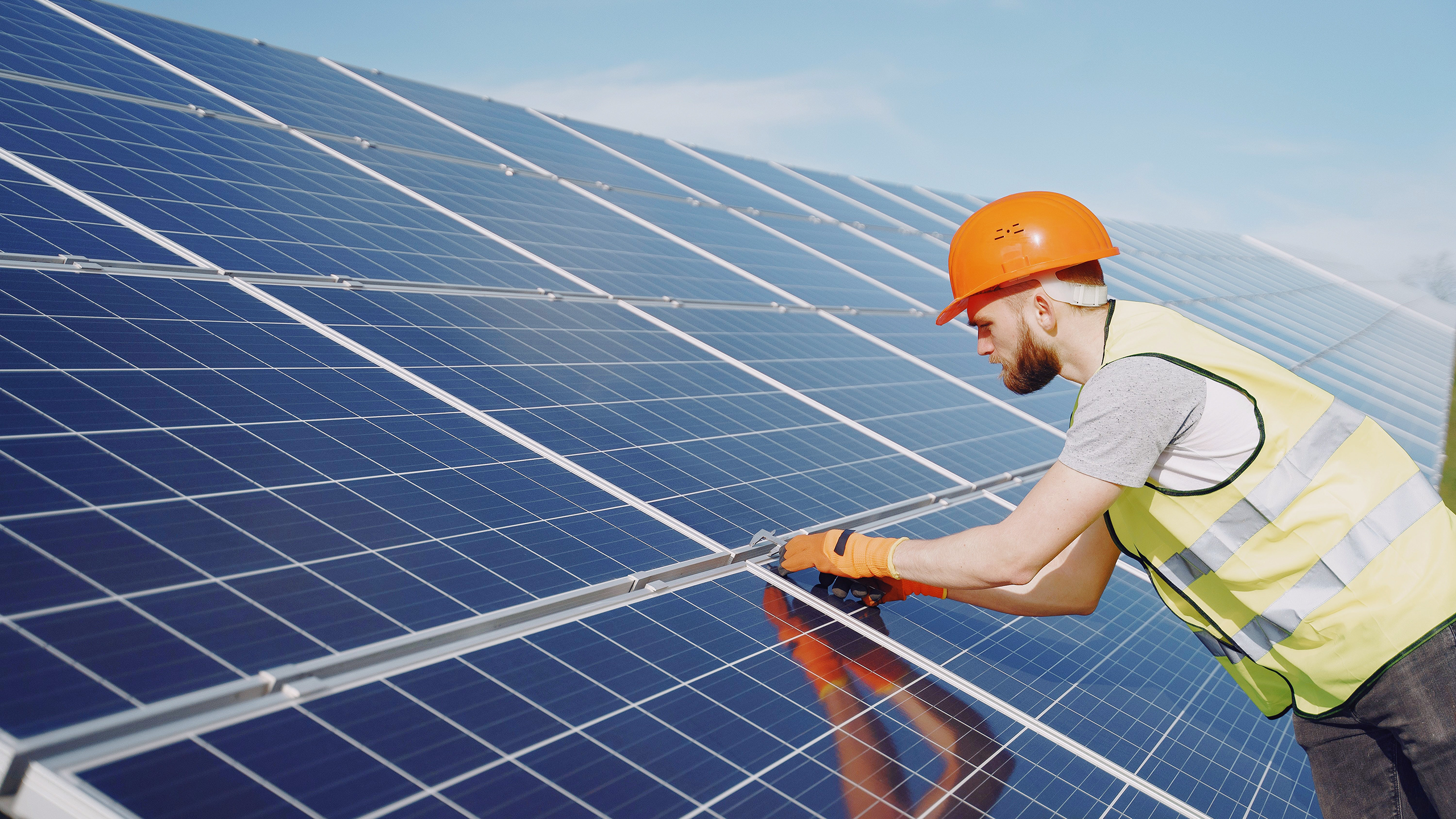 Photo of solar panels being installed