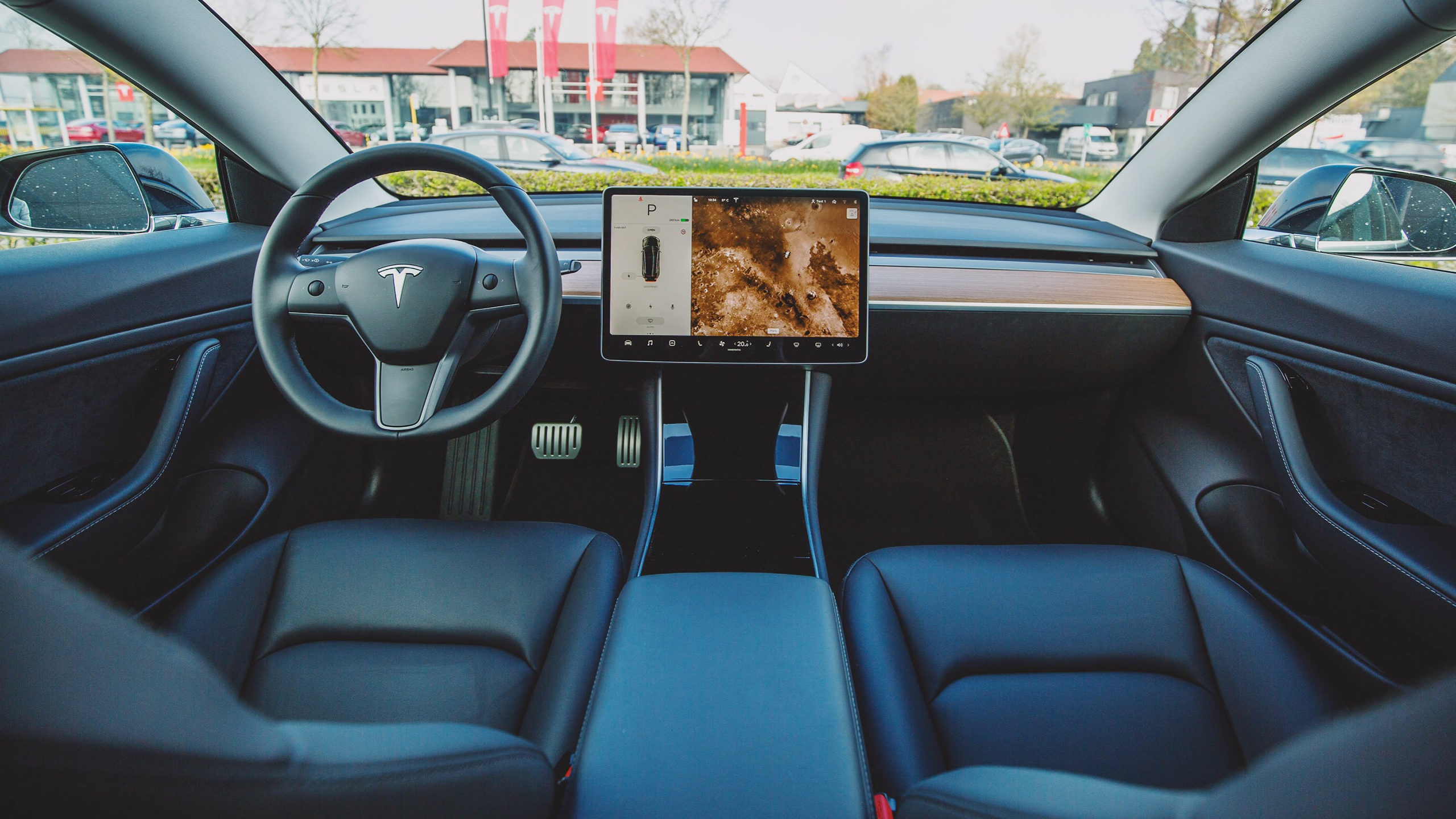 Photo of the interior of a Tesla car
