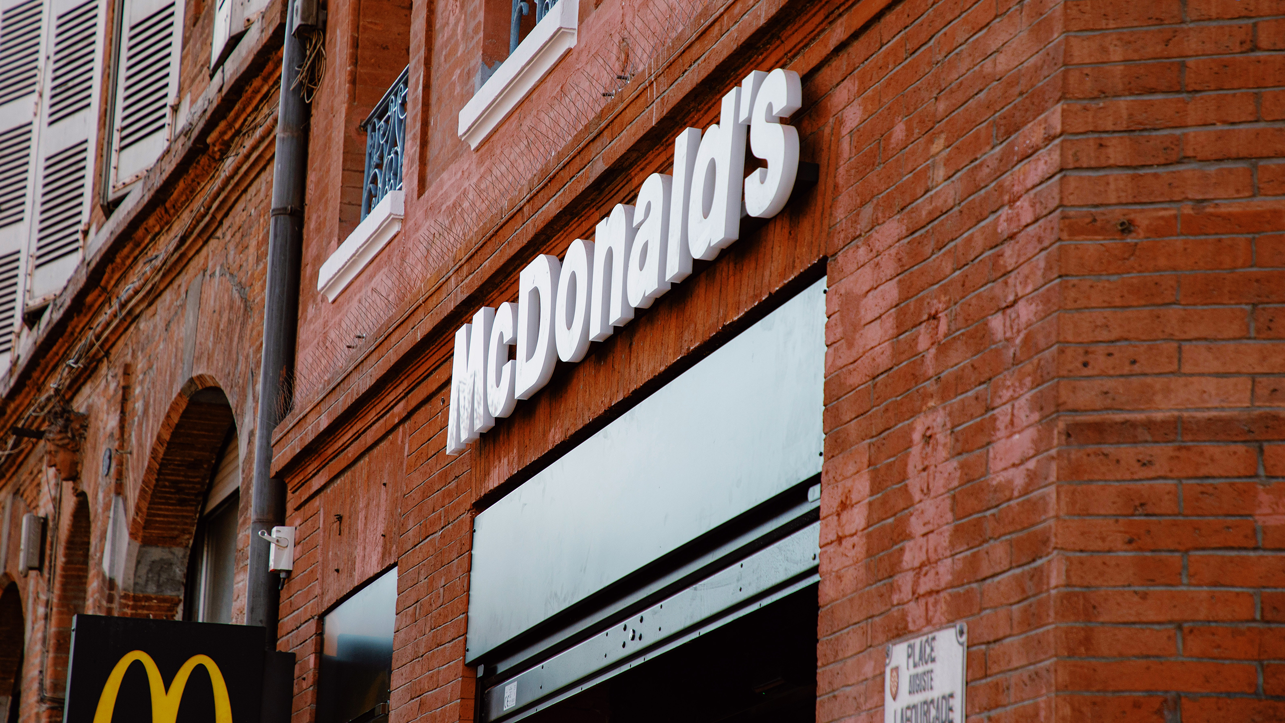 Photo of McDonald's logo on a building