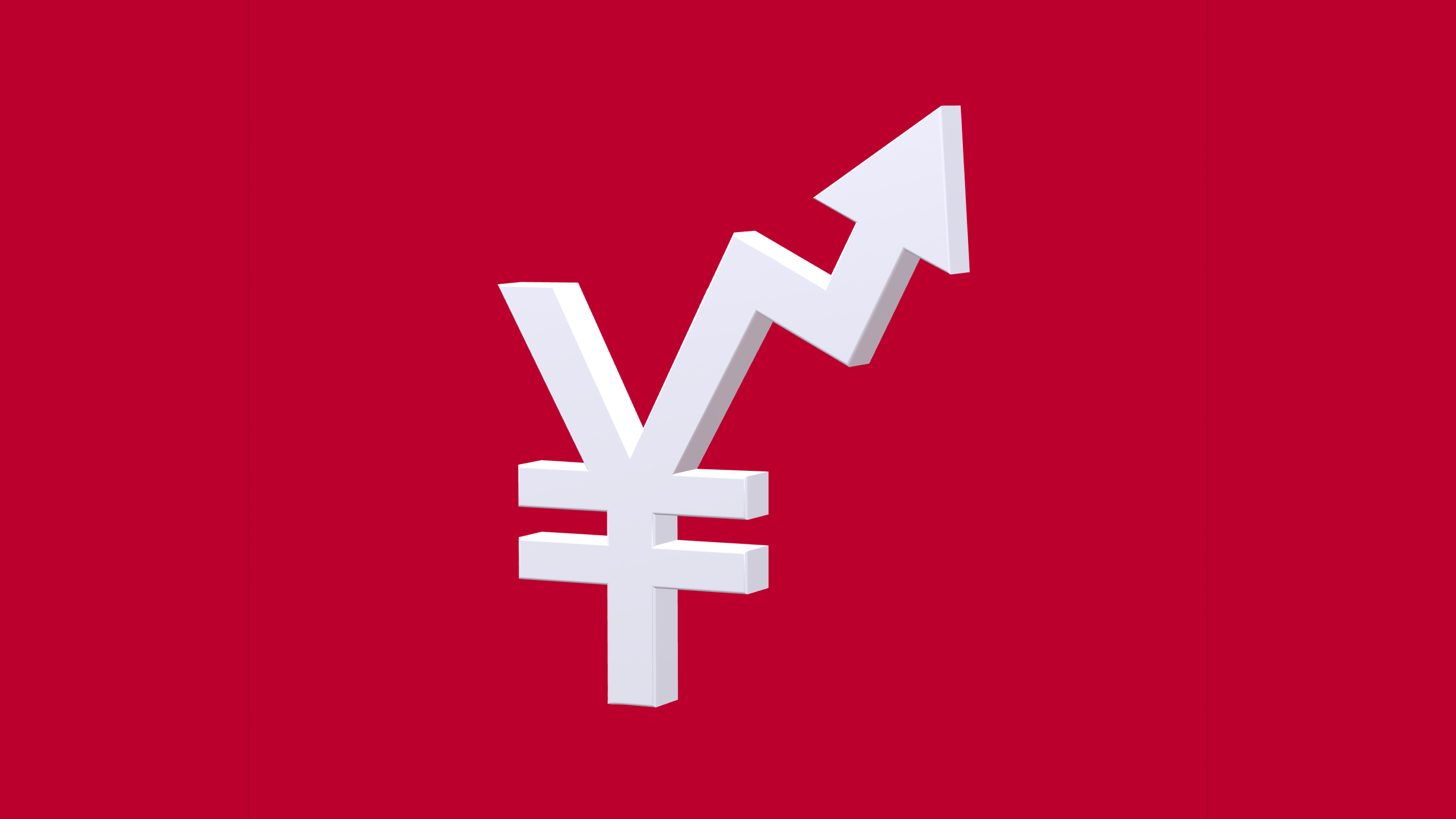 Photo illustration of Japan's flag with the Japanese Yen symbol combined with an upward arrow in the middle