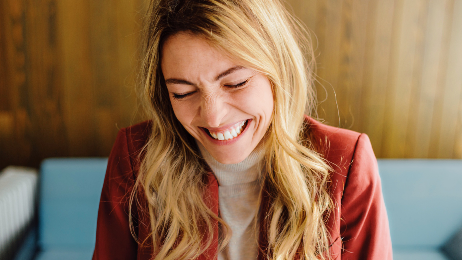 Photo of a woman laughing
