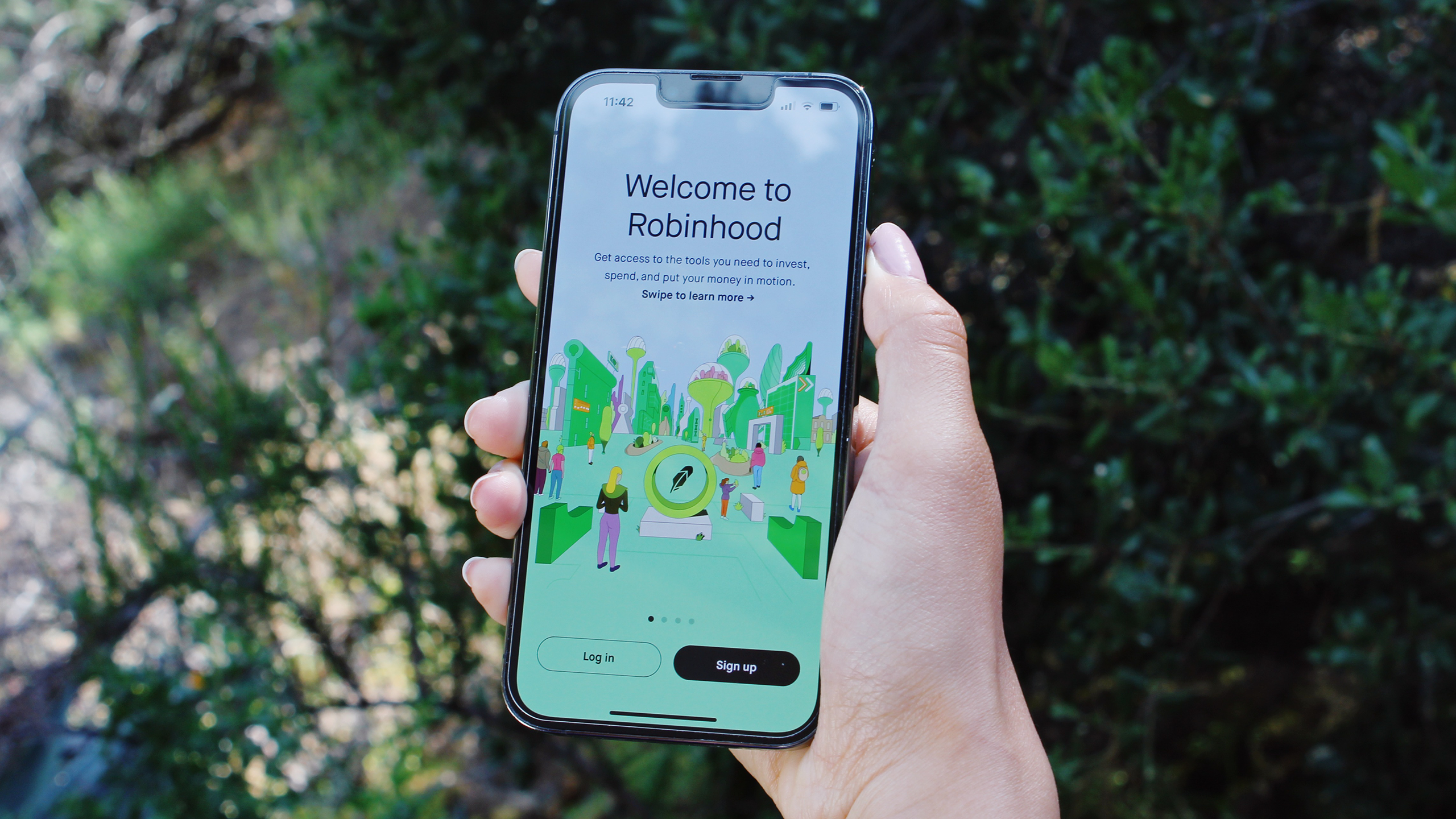 Photo of the Robinhood app on an iPhone