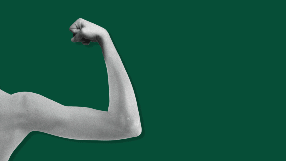 Photo illustration of an arm growing muscle, symbolizing the Enhanced Games sport event