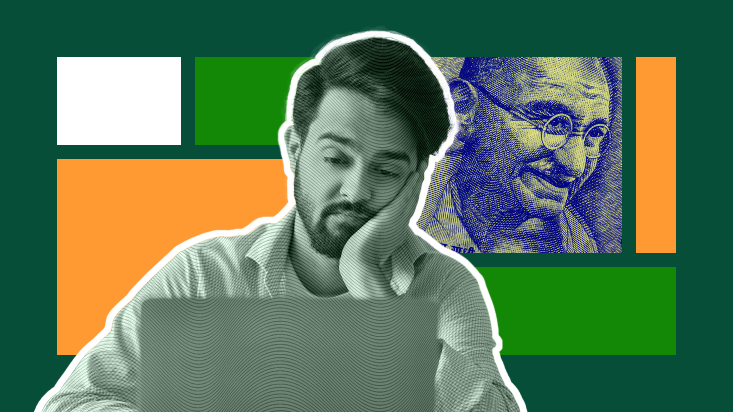 Photo illustration of a retail investor looking at a computer screen