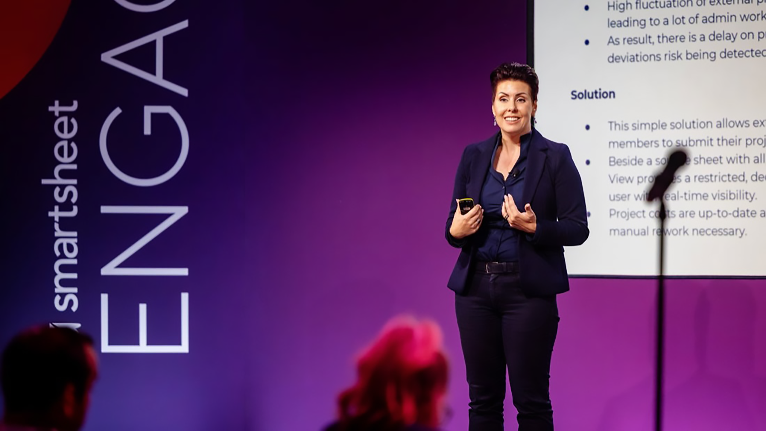 Photo of a keynote presentation at Smartsheet Engage conference
