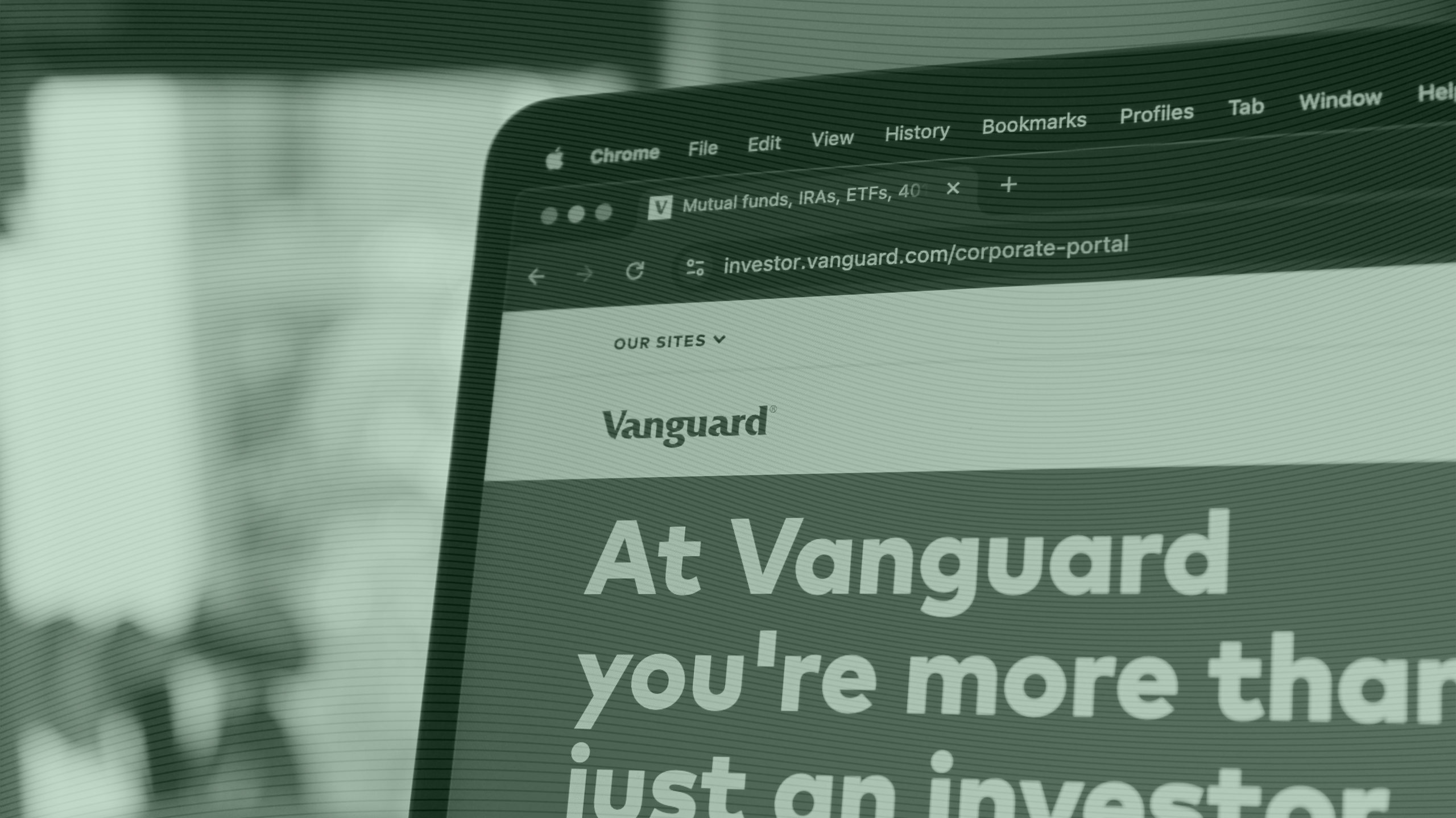 Photo of Vanguard's investor website