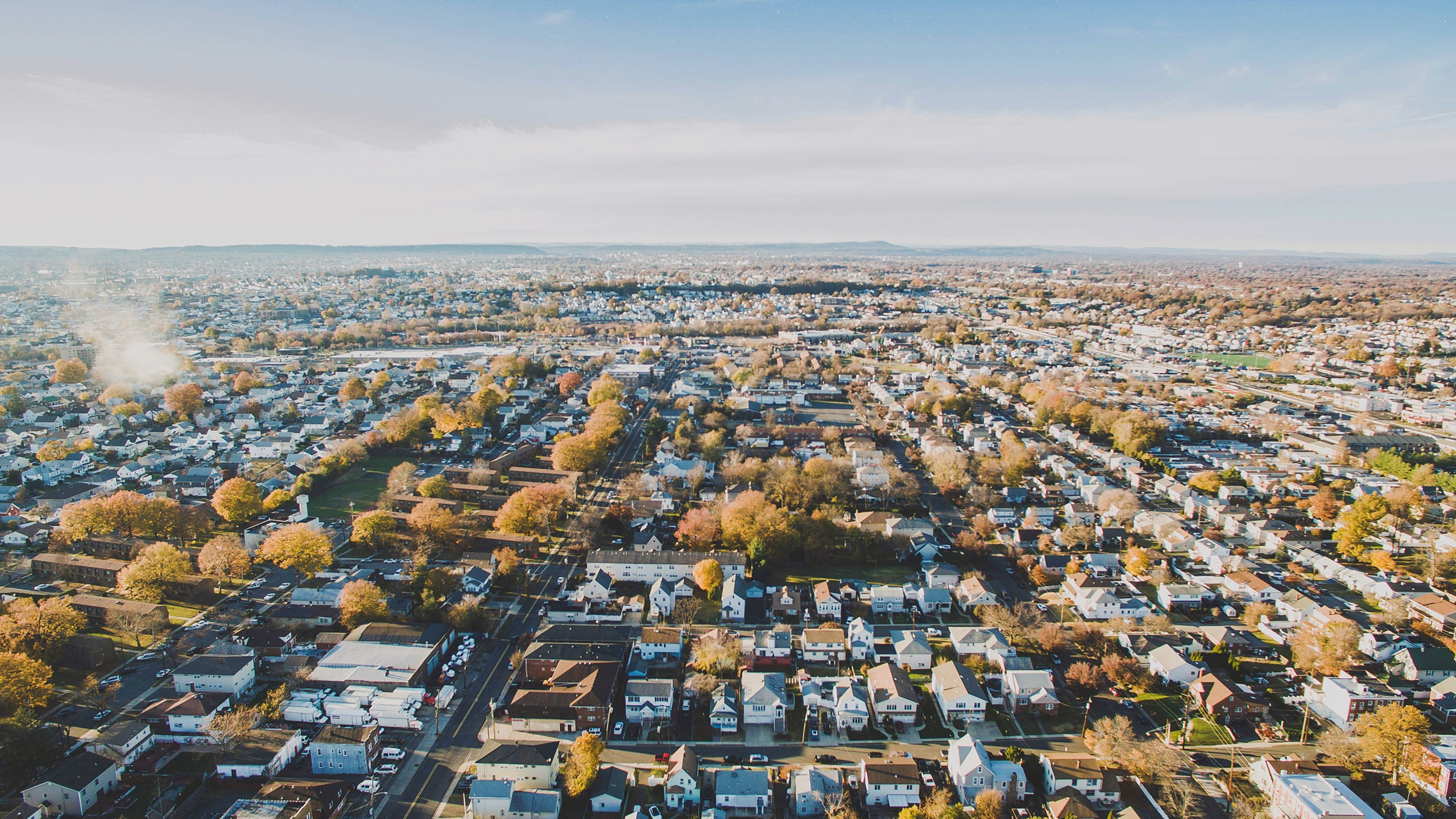 Photo of an aerial view of a suburban neighborhood