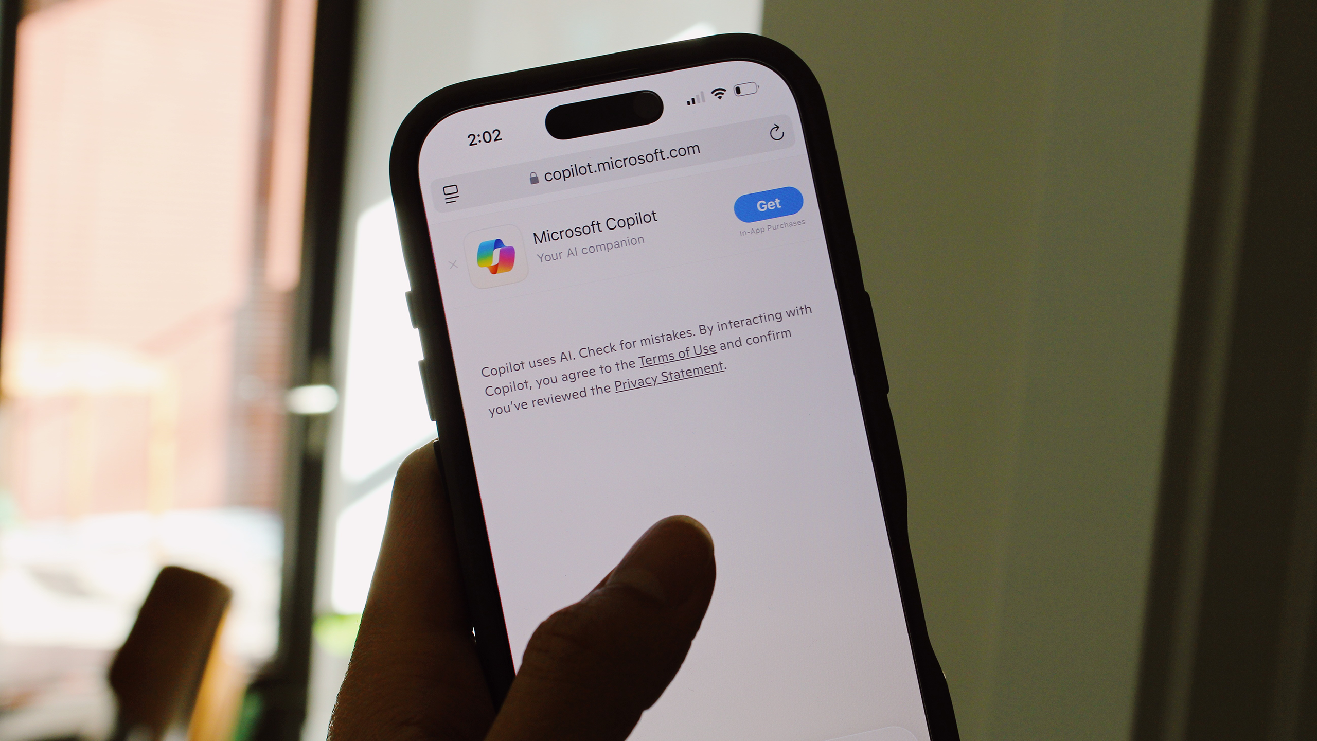 Photo of Microsoft Copilot on an iPhone