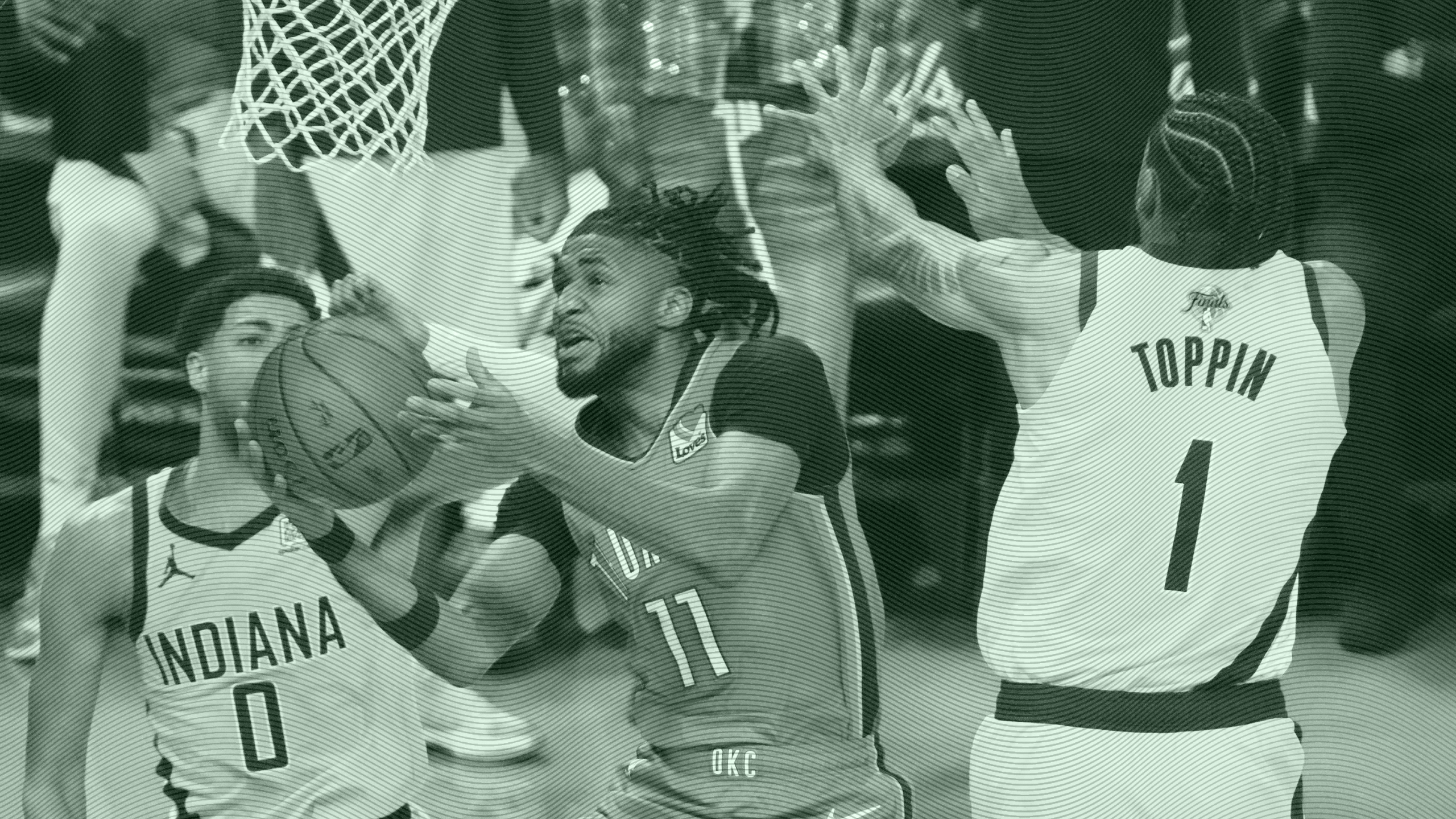 Photo of an Indiana Pacers and Oklahoma City Thunder NBA game