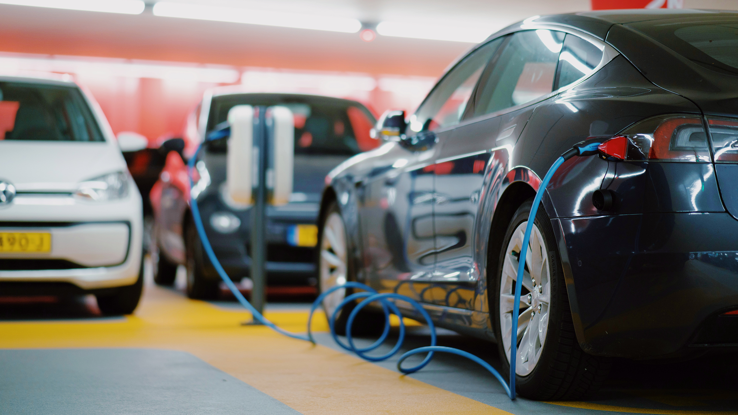 Photo of a Tesla car charging