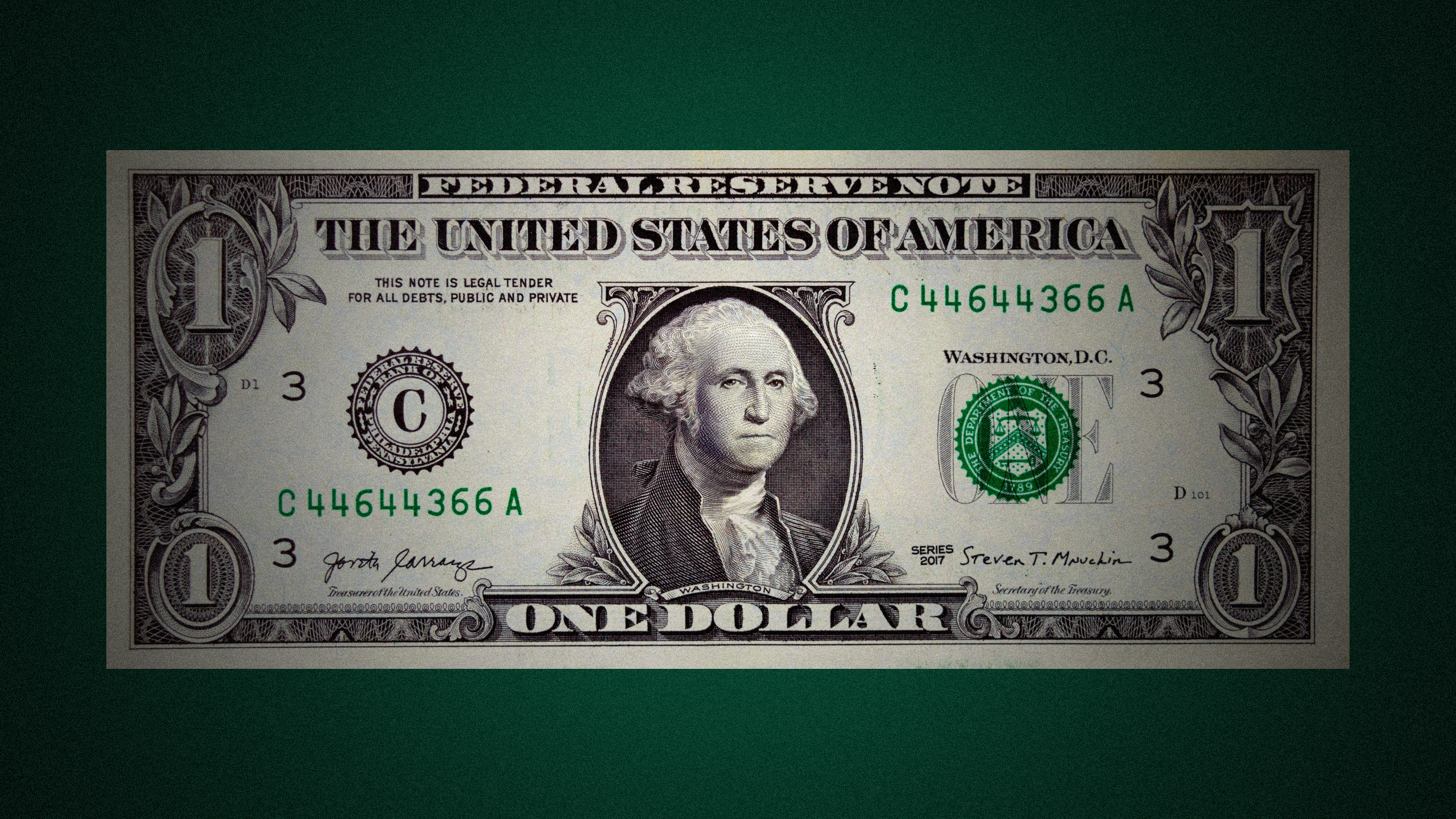 Photo illustration of an upset George Washington on a one dollar bill