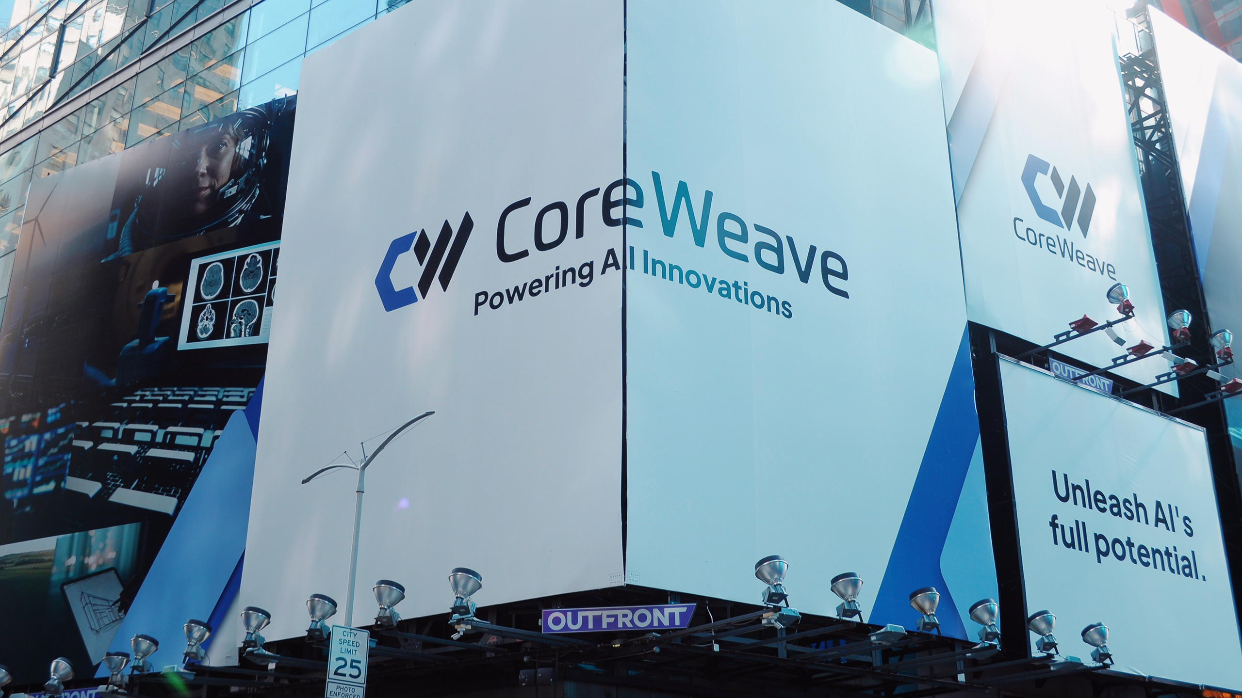 Photo of a CoreWeave billboard
