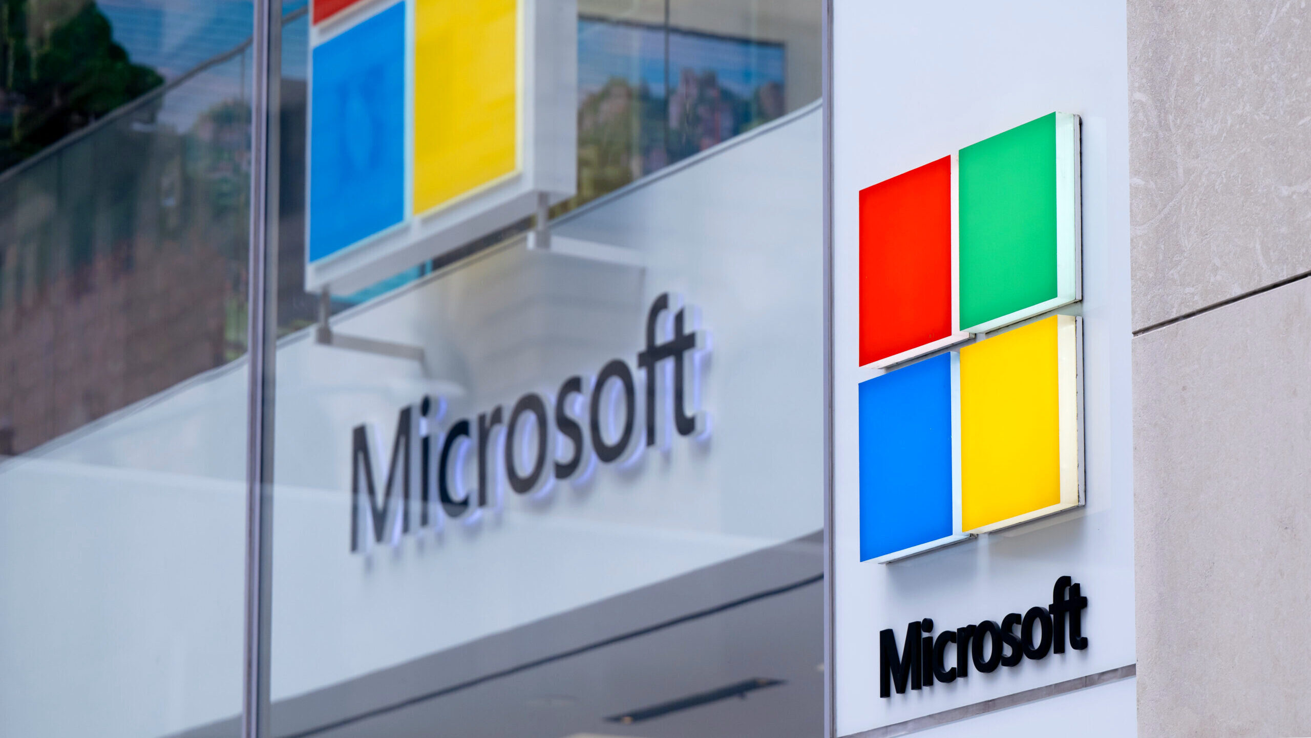 Photo of an exterior of a Microsoft office building.