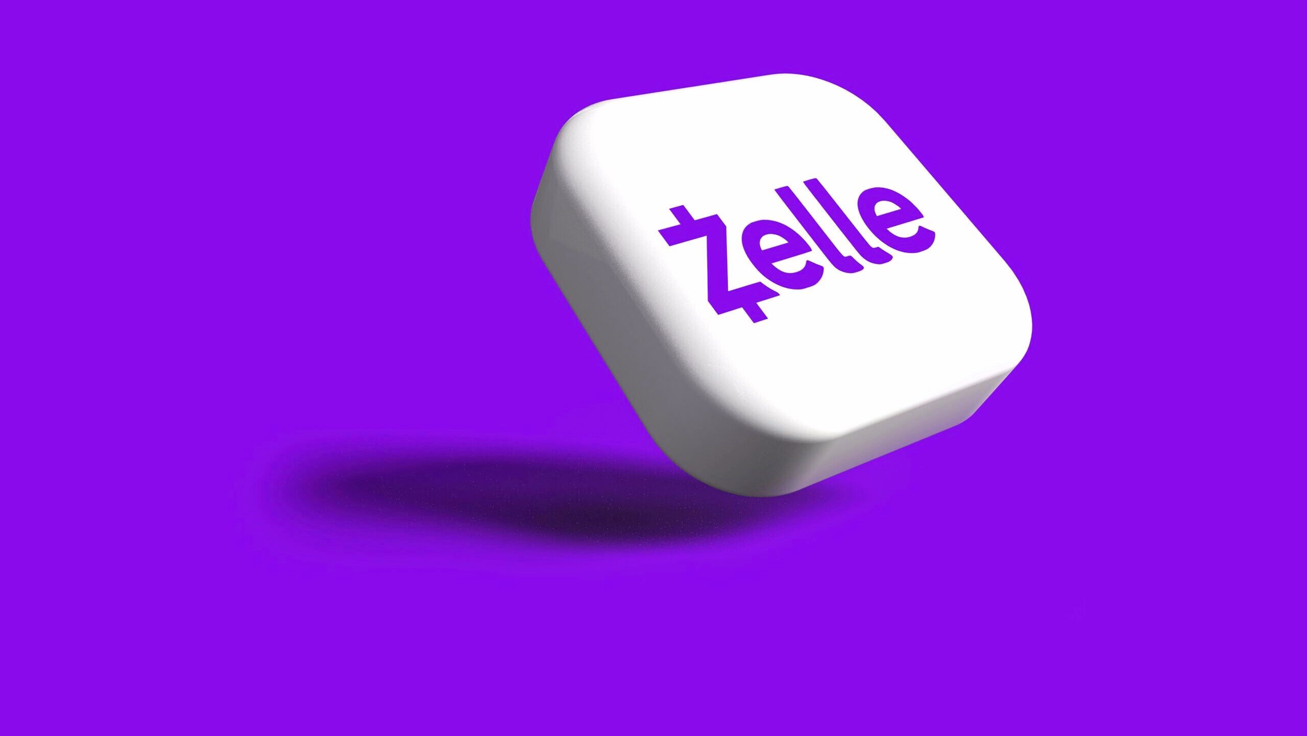 The Zelle logo is shown on a computer-illustrated floating white prism.