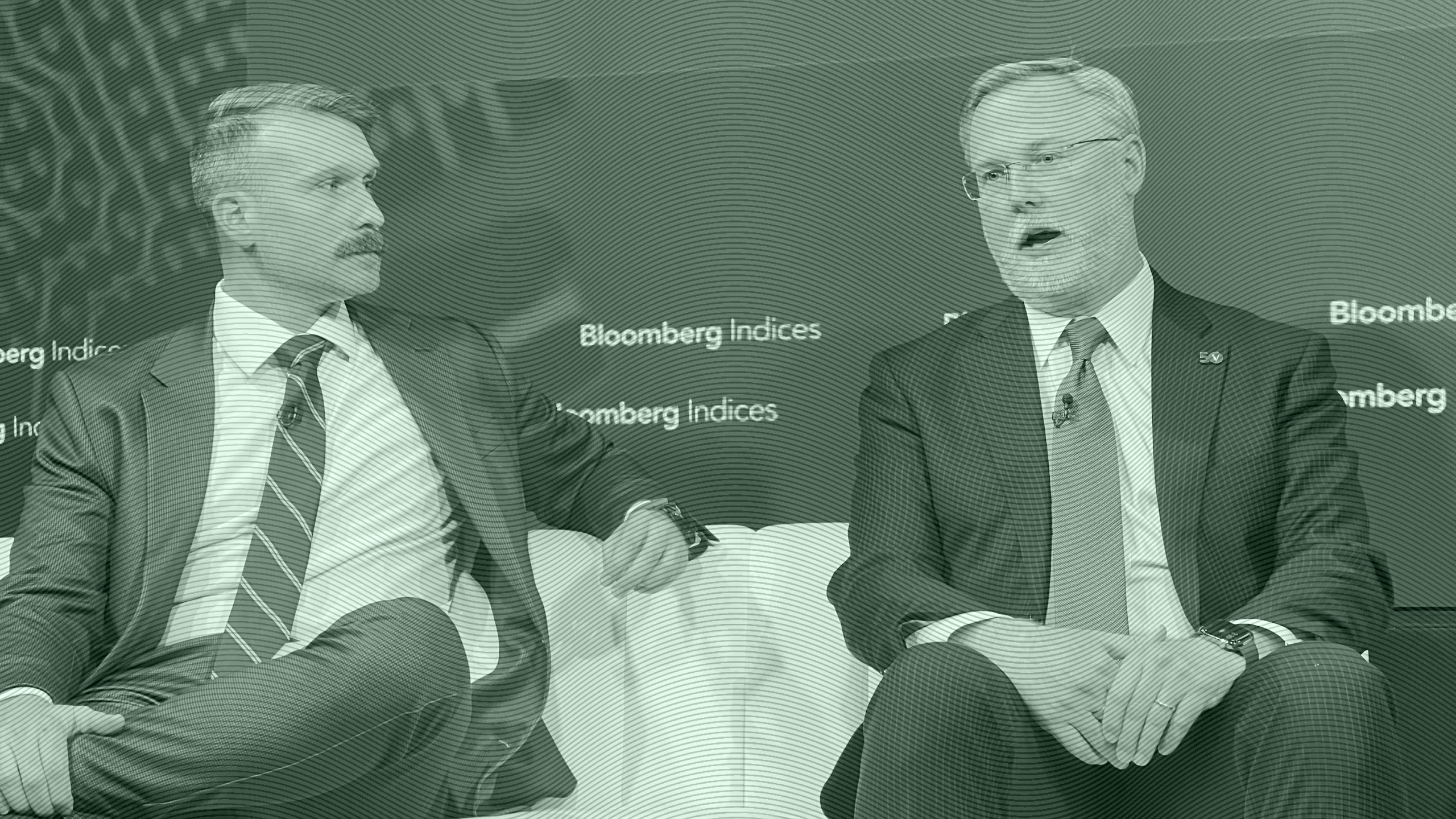 Photo of Bloomberg senior research analyst James Seyffart and Vanguard head of global quantitative equity John Ameriks