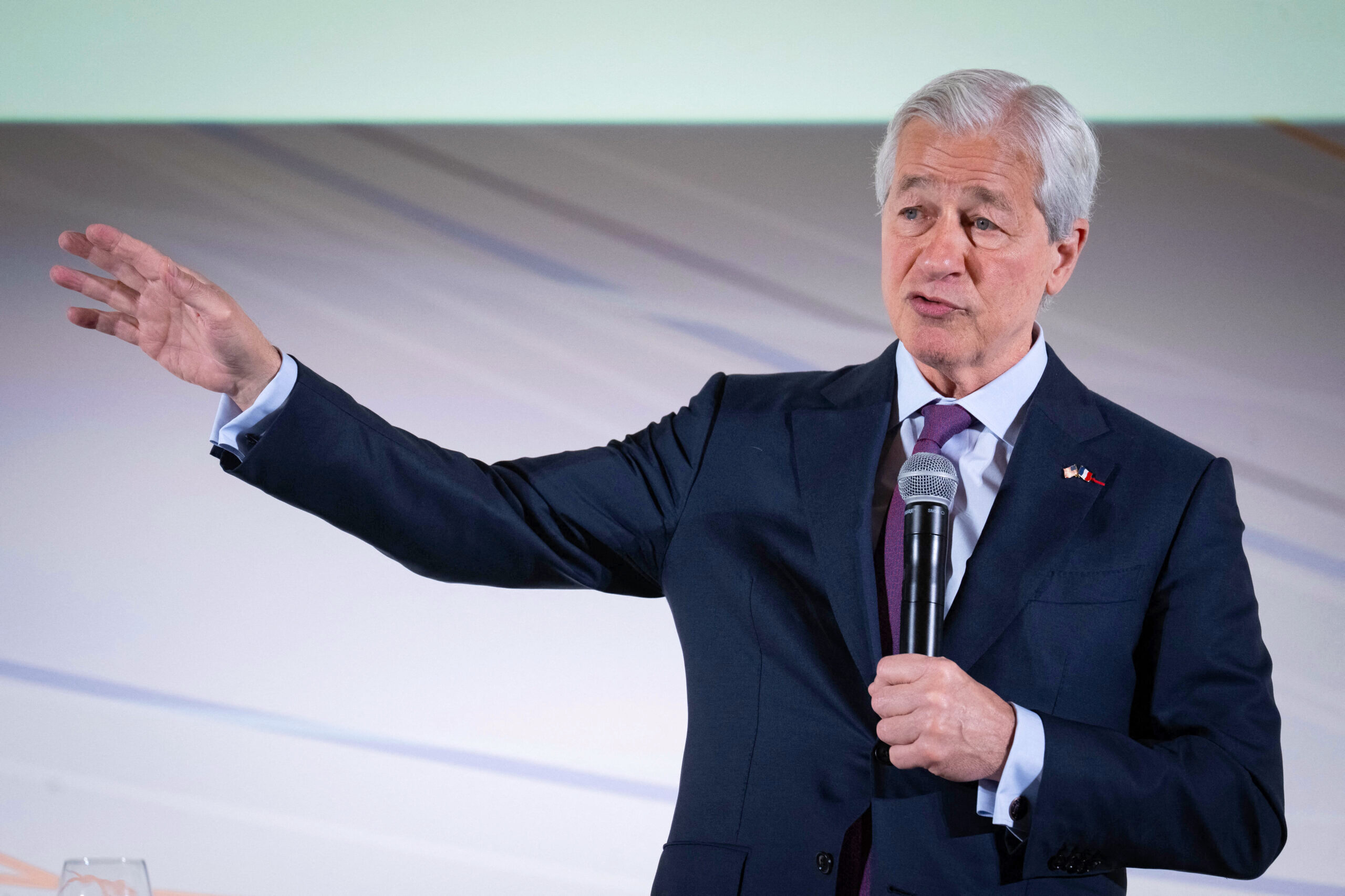 JPMorgan CEO Jamie Dimon speaking at an event in France.