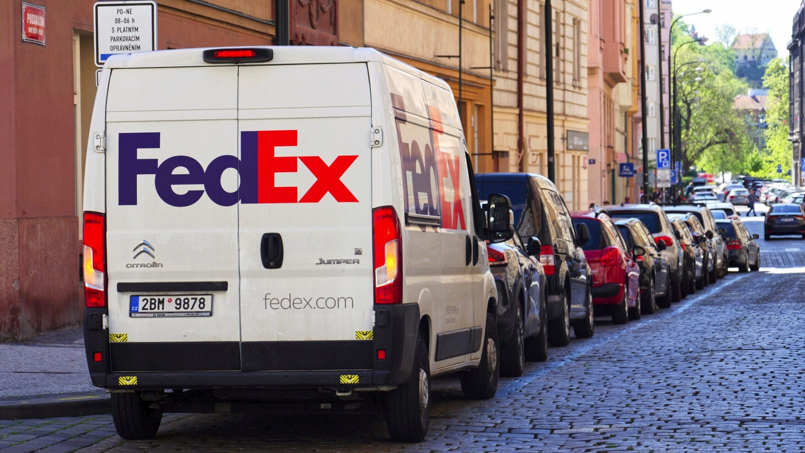 Photo of a FedEx truck.