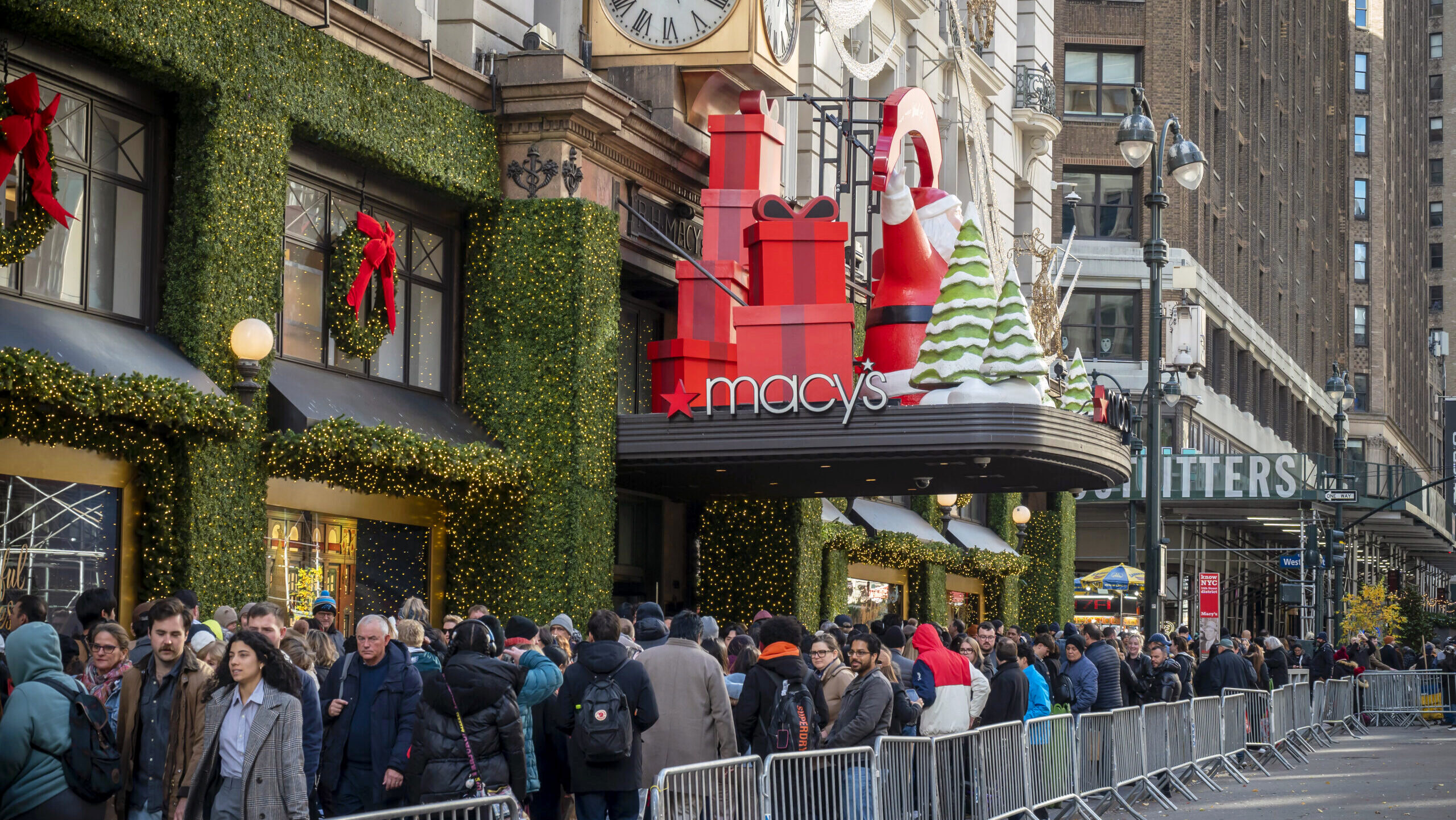 Hordes of shoppers throng the Macy's Herald Square flagship store in New York anxious to shop on the day after Thanksgiving, Black Friday, November 28, 2025.