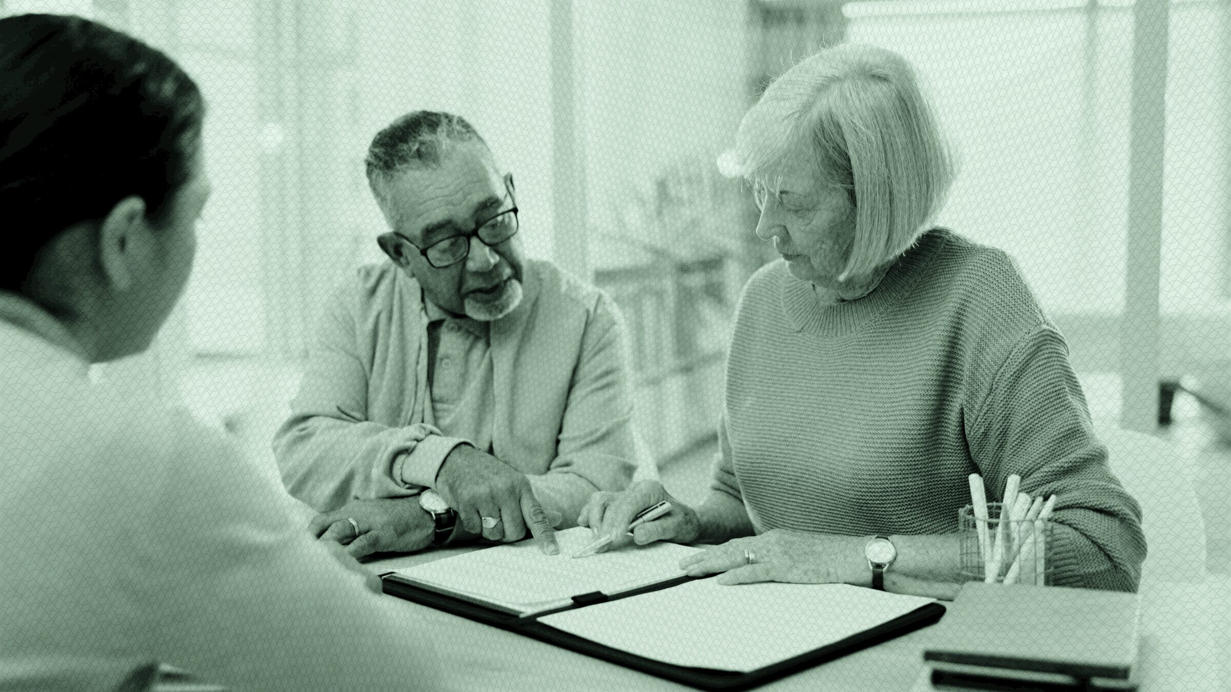 older clients working with an advisor.
