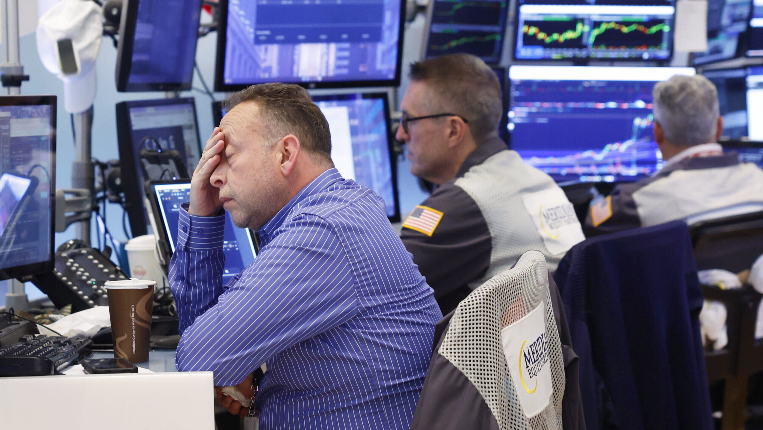 Photo of traders on the floor of the New York Stock Exchange.