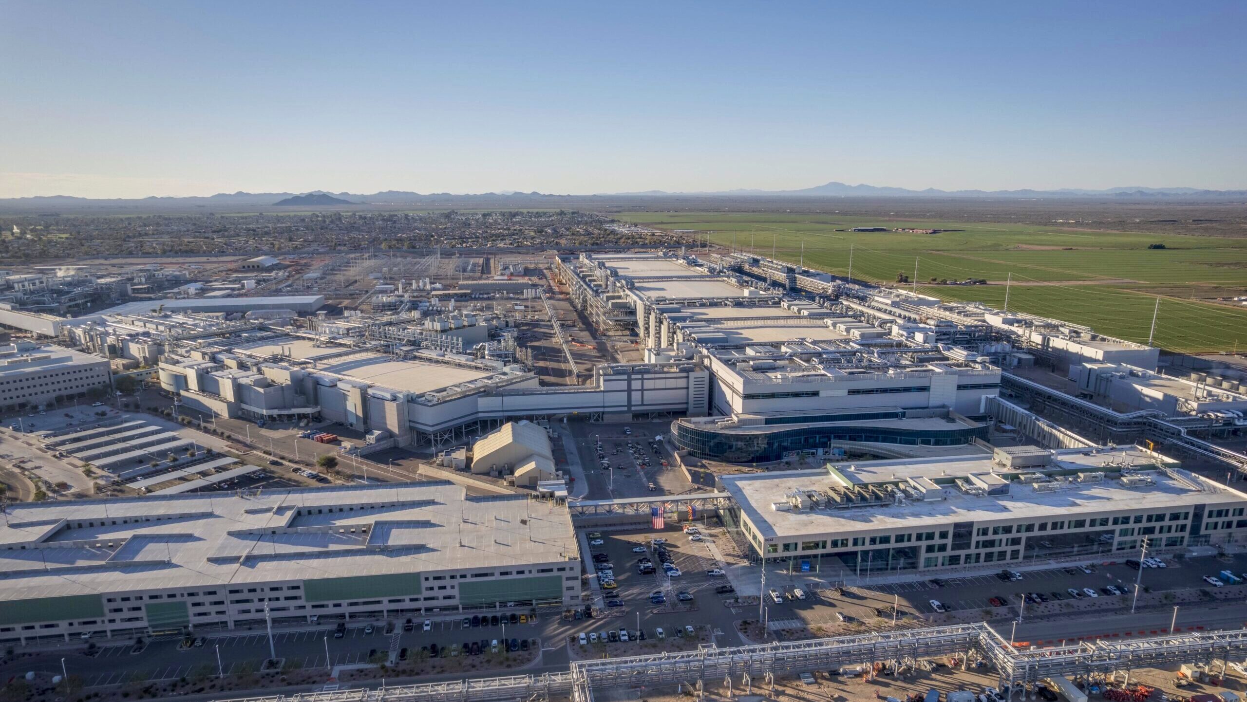 The Intel Ocotillo campus in Chandler, Arizona is shown on a sunny day.